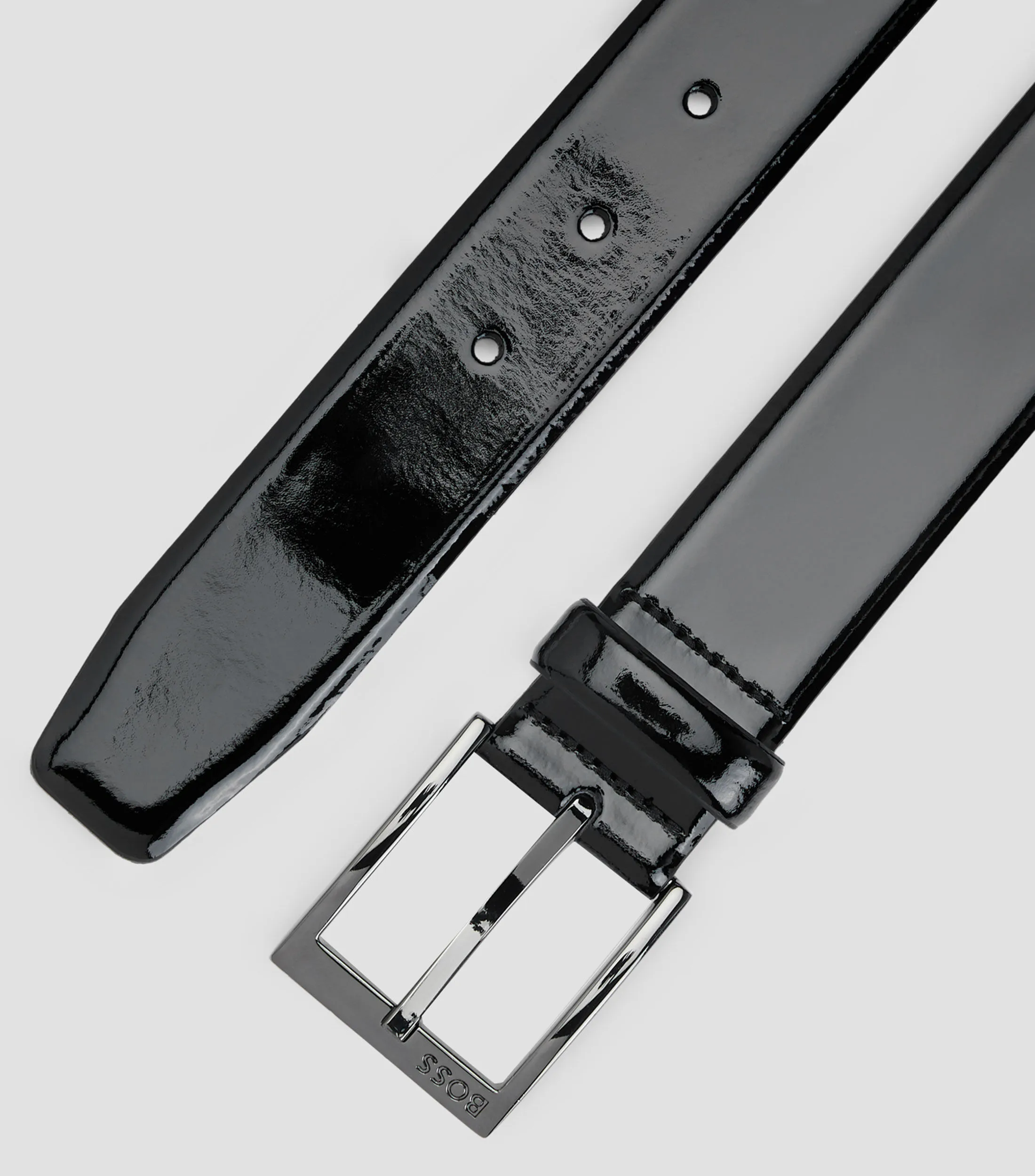 Boss Cinturón de charol italiano con hebilla con logo Hombre