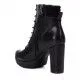 Botines tacón Refresh negros con cremallera lateral y cordones