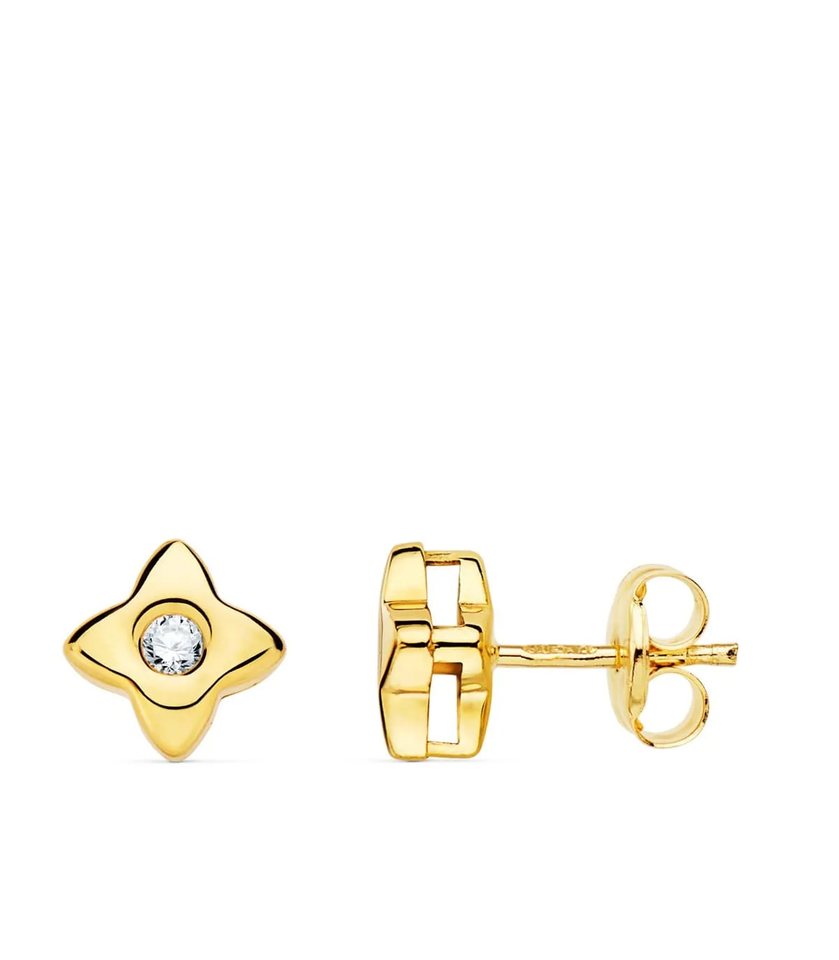 Boucles d'oreilles Étoile Diamants 0.100 Ct. Or Jaune 18K