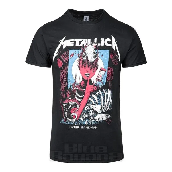 Camiseta oficial con póster de Metallica Enter Sandman (negra)