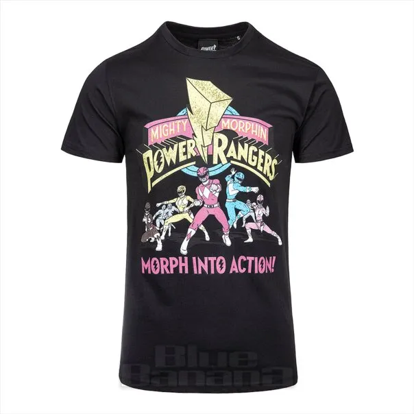 Camiseta oficial de Power Rangers Morph Into Action (negra)
