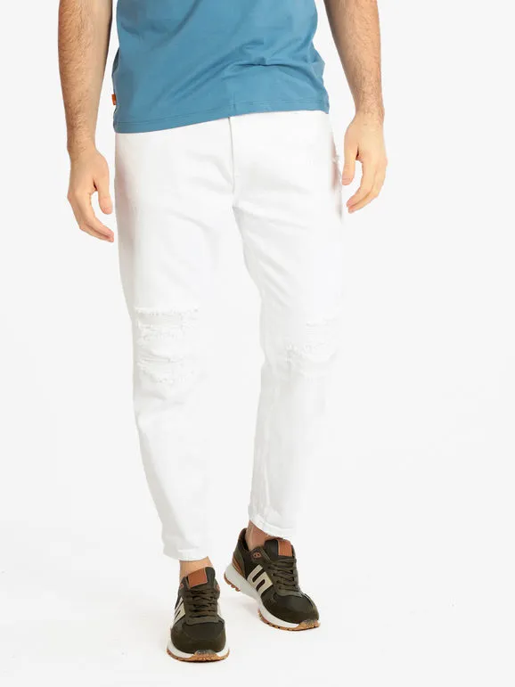 Frankie Malone Pantalón cropped de hombre con rotos