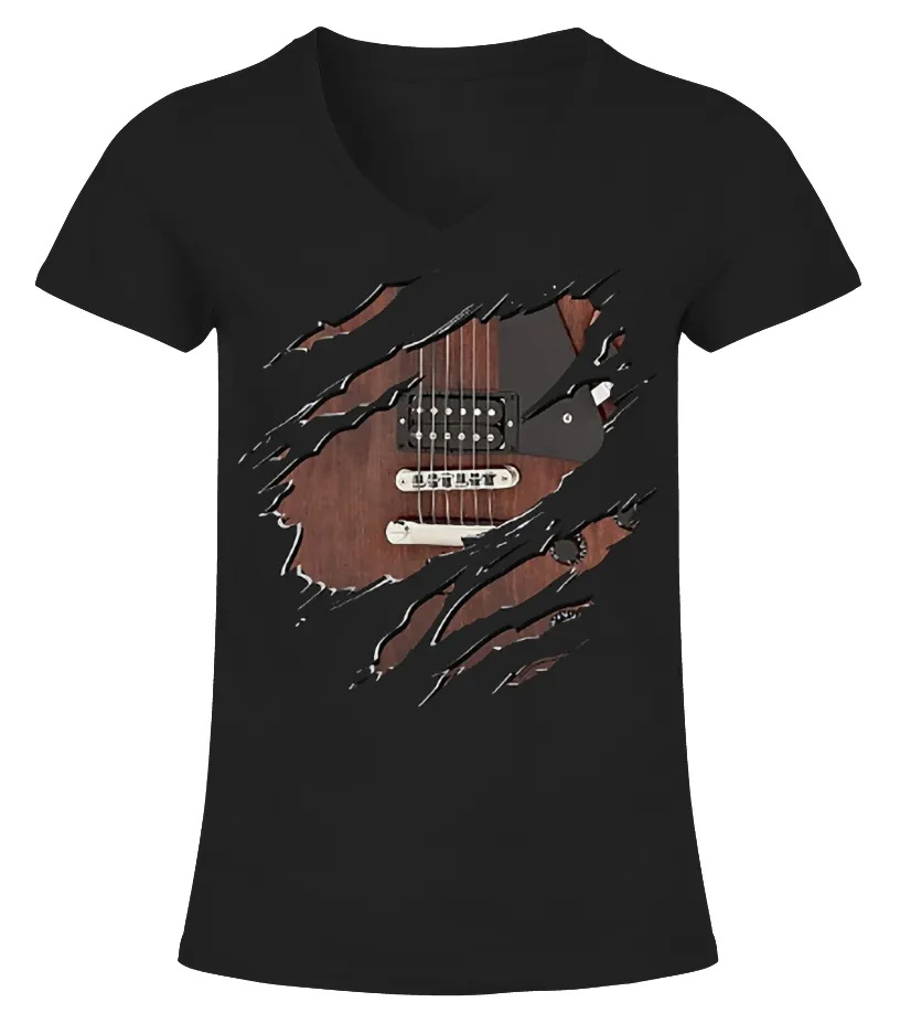 GUITARELECTRICINSIDE CAMISETA CUELLO PICO MUJER
