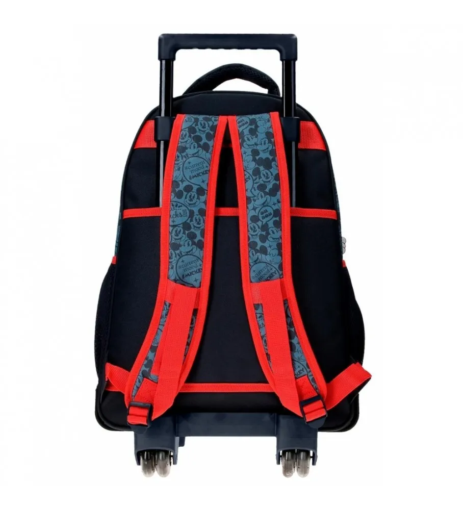 MOCHILA CON DOS RUEDAS Y DOS COMPARTIMENTOS MICKEY GET MOVING  ROJO, AZUL 32X45X21CM