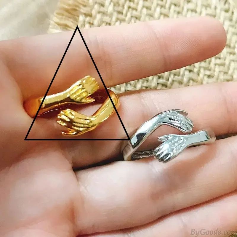 Romantic Embrace Hands Hug Couple Open Adjustable Ring Bride Princess Wedding Gift Promise Engagement Ring
