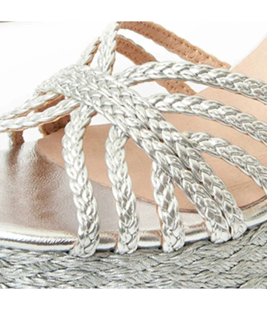 Sandalia Con Cuña Para Mujer.  Montevita  Wespartos2  92588 Plateado