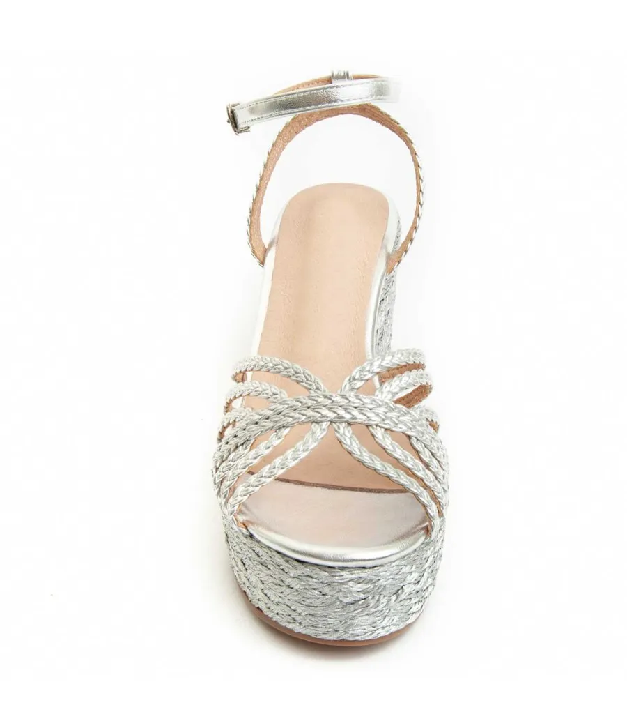 Sandalia Con Cuña Para Mujer.  Montevita  Wespartos2  92588 Plateado