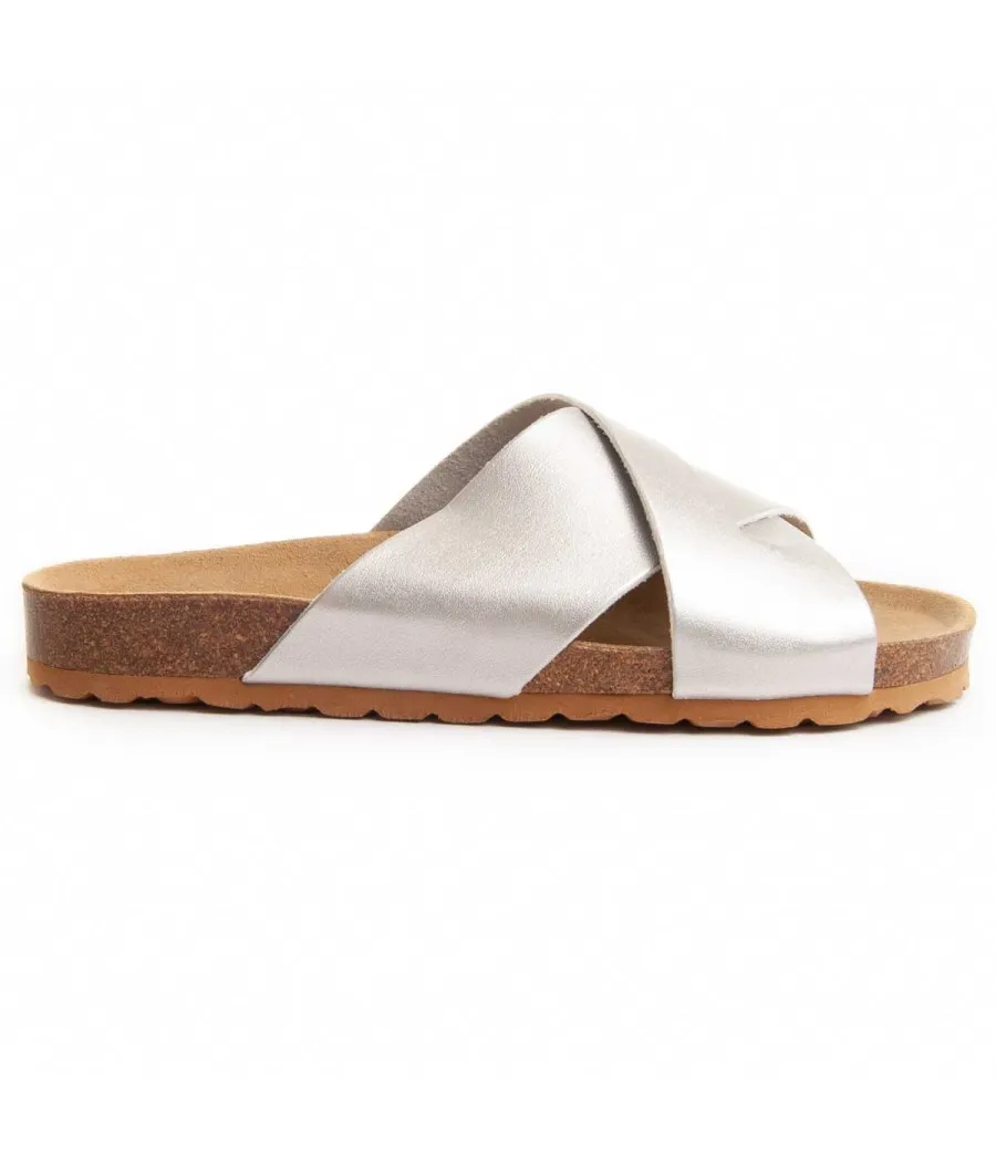 Sandalia confortable para mujer  Leindia  Bioveggie5  73214 Plateado