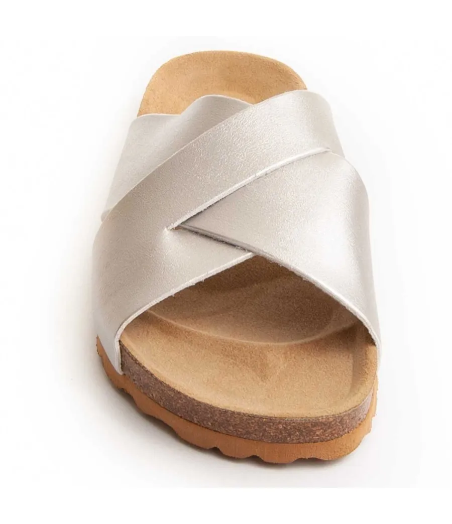 Sandalia confortable para mujer  Leindia  Bioveggie5  73214 Plateado