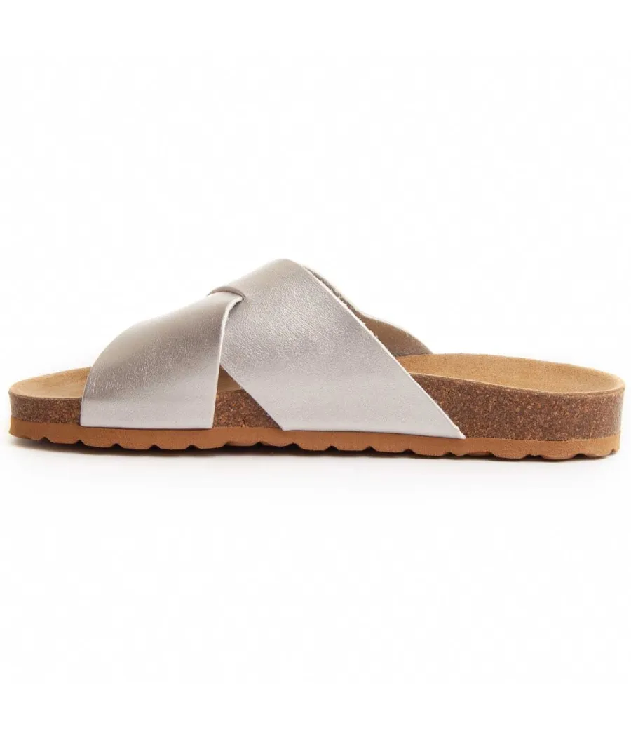 Sandalia confortable para mujer  Leindia  Bioveggie5  73214 Plateado