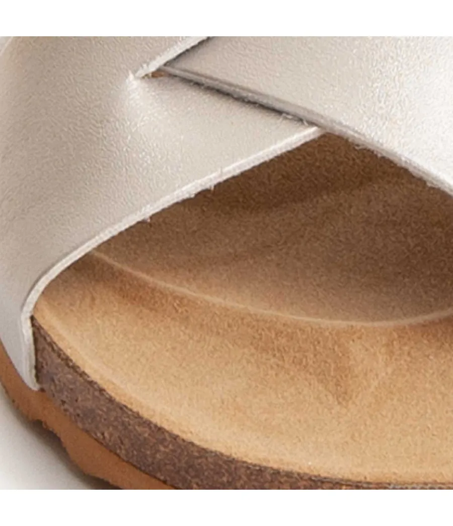 Sandalia confortable para mujer  Leindia  Bioveggie5  73214 Plateado