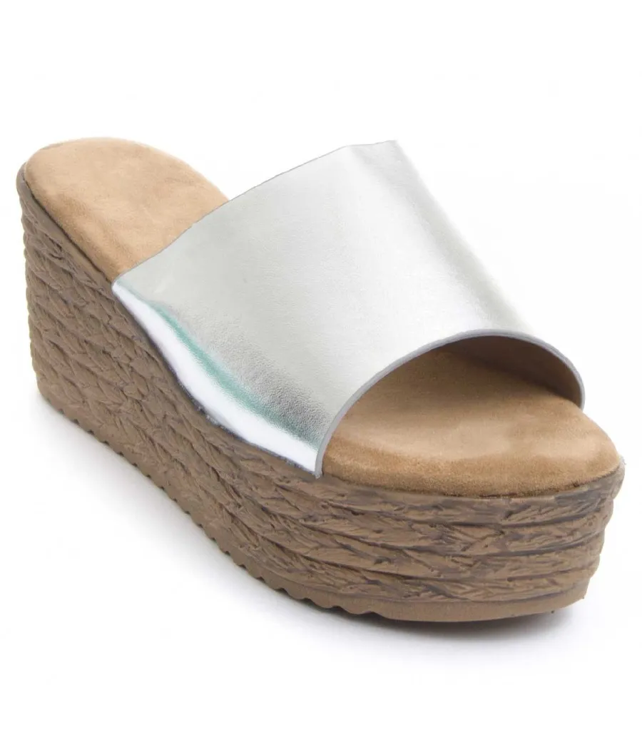 Sandalia Cómoda Para Mujer.  Montevita  Wedsun4  83255 Plateado
