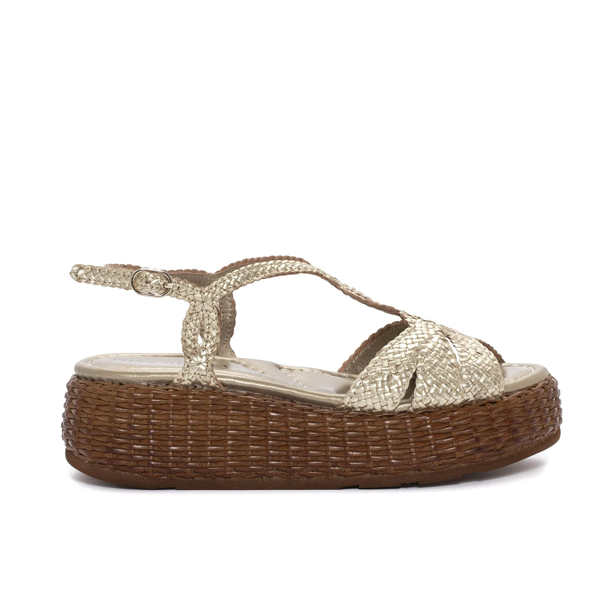 SANDALIA PLATAFORMA MAUI METAL PLATINO