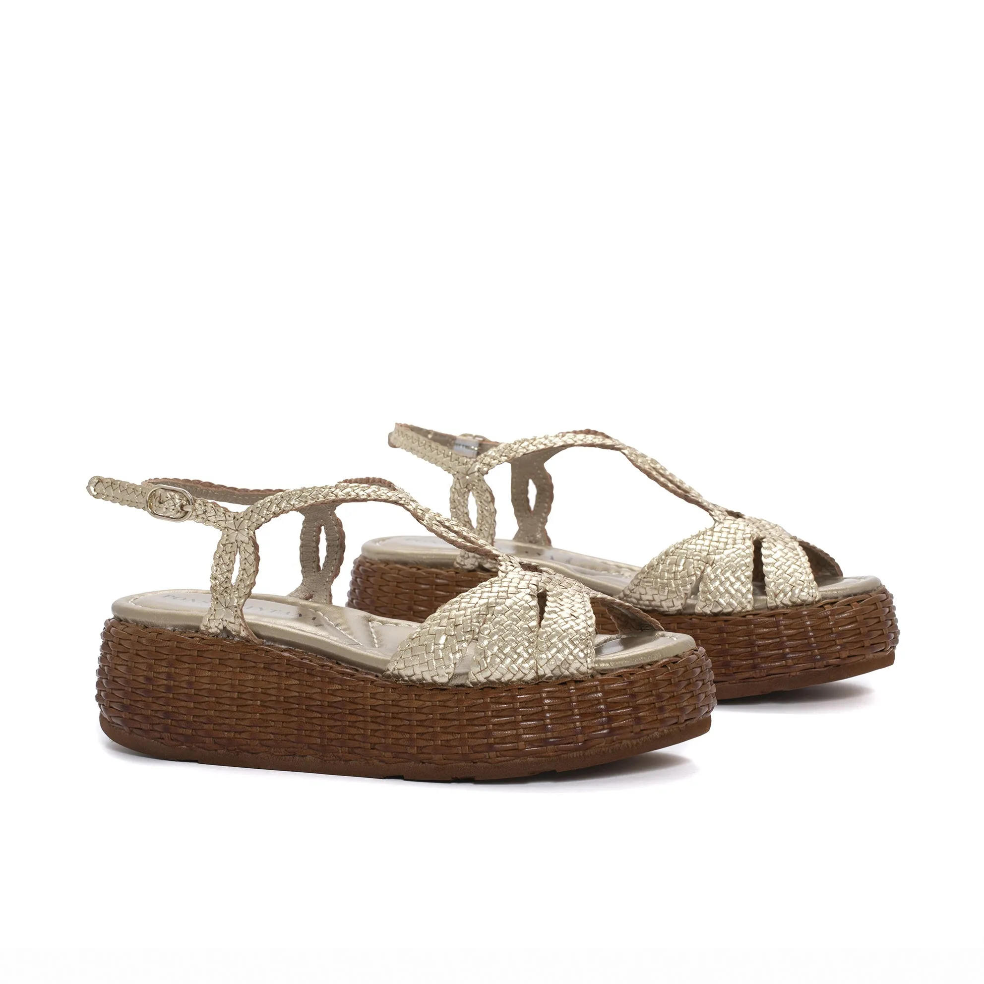 SANDALIA PLATAFORMA MAUI METAL PLATINO